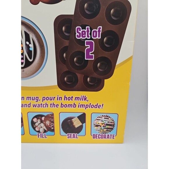 NIB Hot Cocoa Bomb Molds Set Of 2 Silicone NEW Chocolate Molds Cooking Baking - Picture 3 of 5